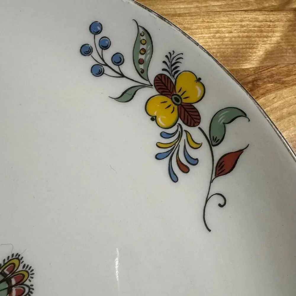 Iva-Lure Crooksville Serving Plate Platter Pennsylvania Dutch Folk Art 12”
